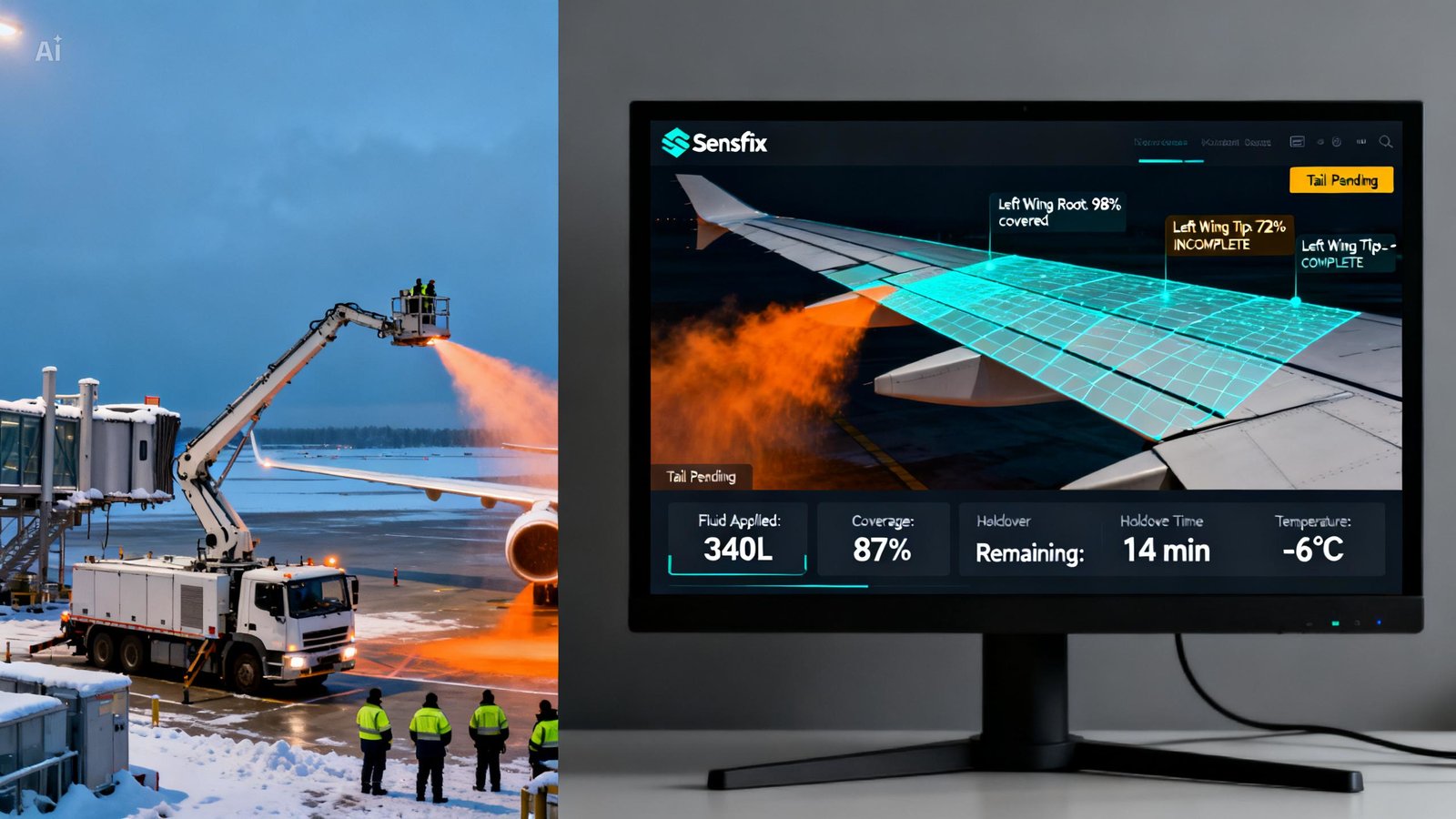 Aircraft de-icing operations monitoring